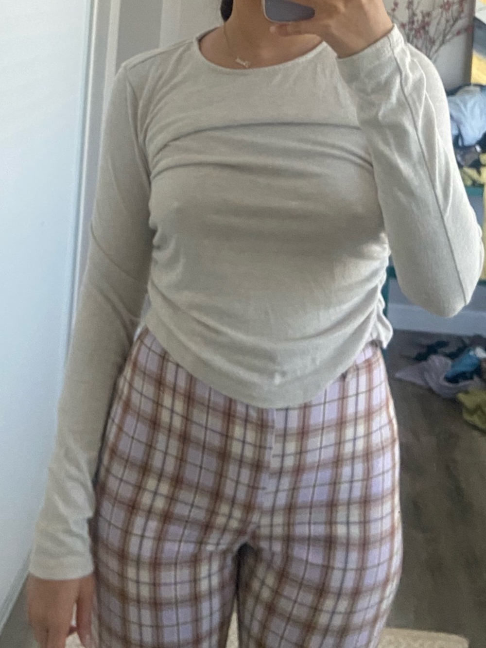 Banana Republic Long Sleeve Crewneck Top in Light Beige